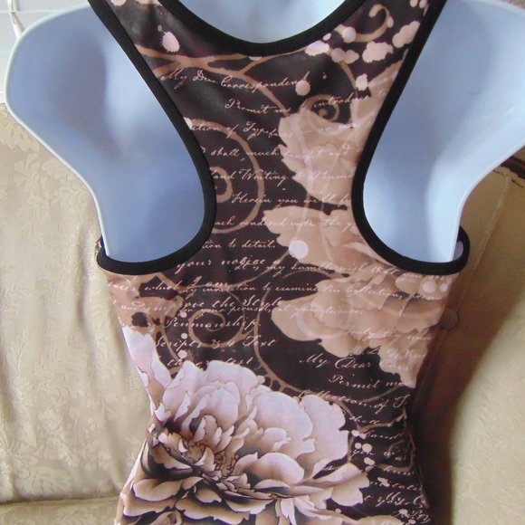 So Sporty Brown Floral Racerback Tank Top Size Medium NWT - Picture 2 of 8